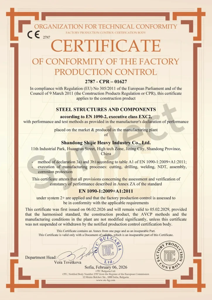 CE Marking – EN 1090-2 (CPR 01627)
