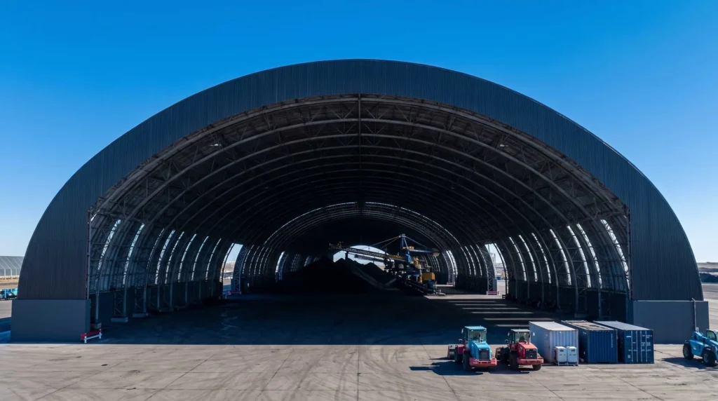 Sub-Zero Mega Span: Four 151m Bolted Space Frame Coal Sheds Conquering Russian Far East Conditions