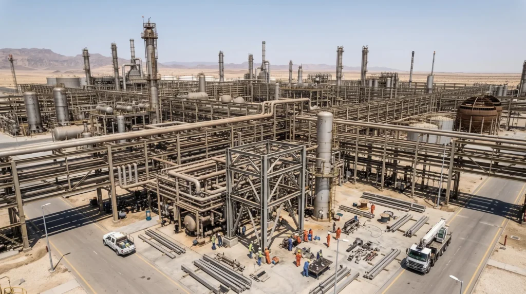 80,000-Ton Heavy Petrochemical Pipe Rack Project in Saudi Arabia: High-Load Capacity and Desert Durability