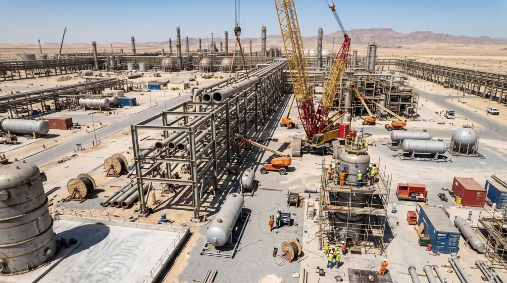 80,000-Ton Heavy Petrochemical Pipe Rack Project in Saudi Arabia: High-Load Capacity and Desert Durability
