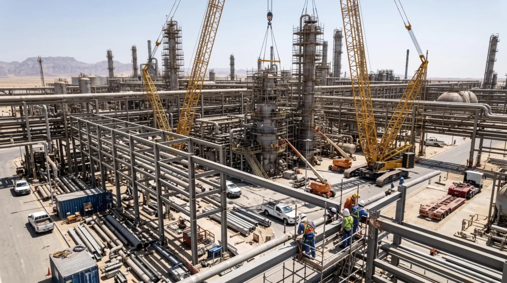 80,000-Ton Heavy Petrochemical Pipe Rack Project in Saudi Arabia: High-Load Capacity and Desert Durability