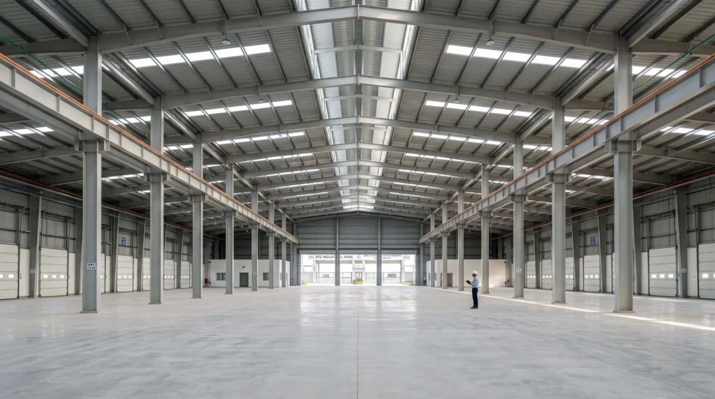 85,000 sqm LEED-Platinum Textile & Garment Hub in Bangladesh EPZ: RSC Accord Fire-Safety Compliance, Zero-Ponding Sawtooth Roofs, and Fast-Track Pre-Monsoon Turnkey Erection