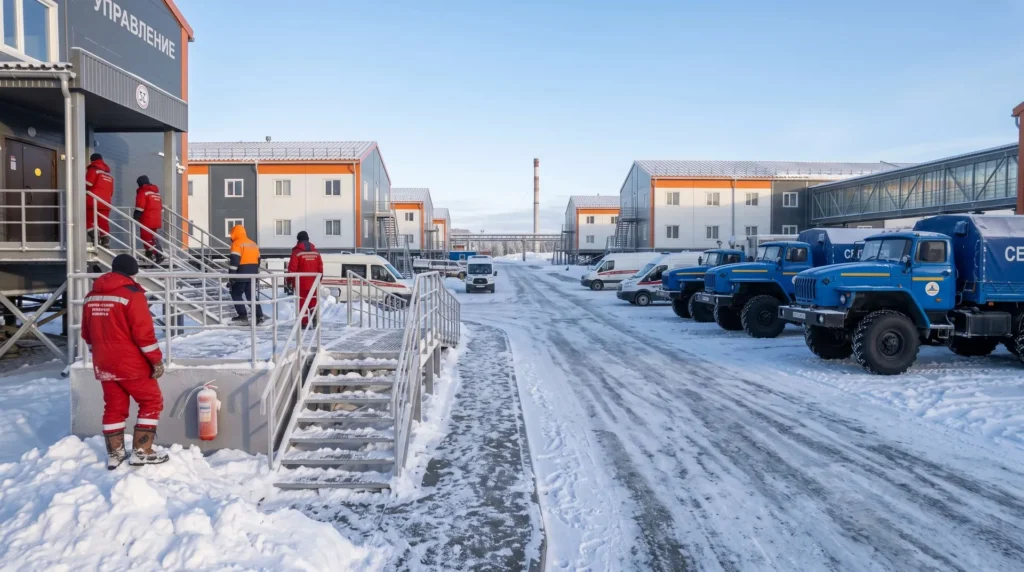 22,000 sqm Modular Steel Administrative Hub in Sub-Arctic Russia: Permafrost Foundation Stilts, Heated Skybridge Network, and -50°C Turnkey Handover