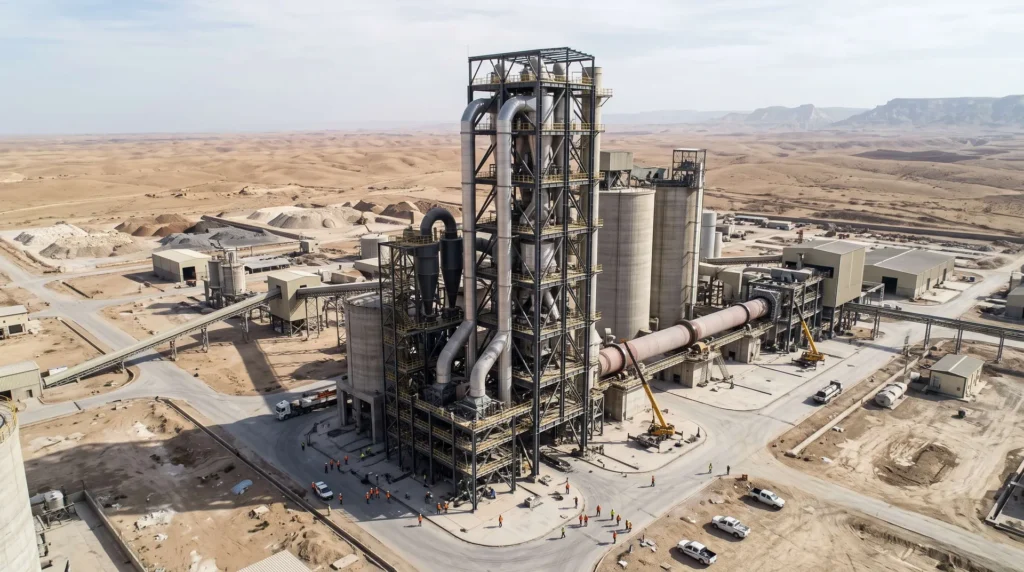 125-Meter Heavy Steel Preheater Tower for Iraq Cement Plant: Extreme Rigidity and Weld-Free Desert Assembly