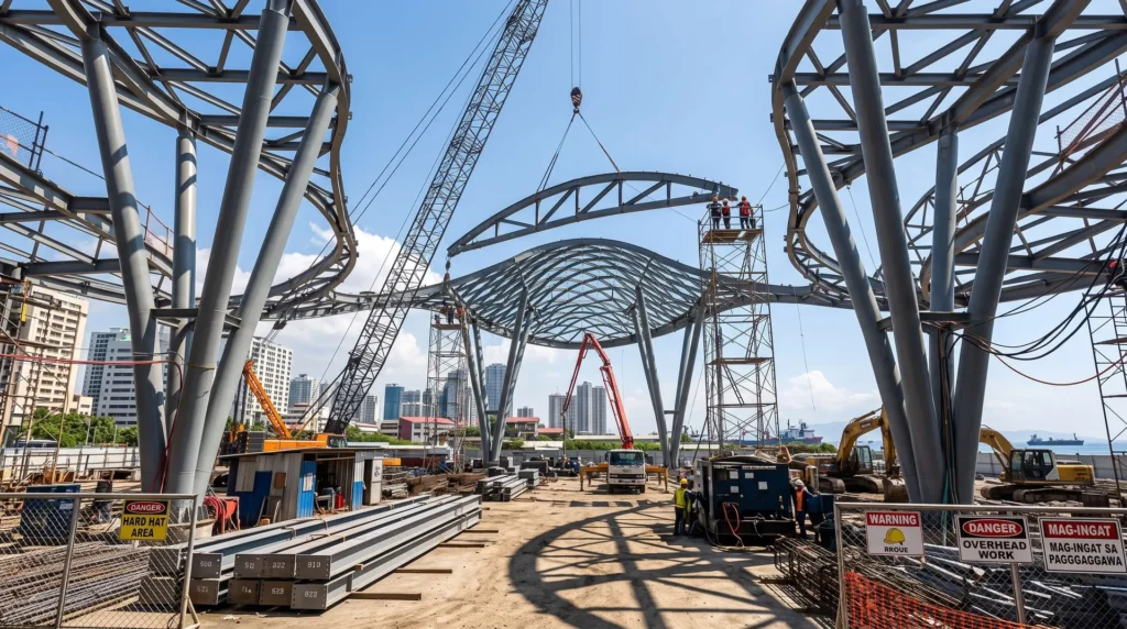 Philippines Free-Form Commercial Complex: Typhoon-Resistant Organic Steel Canopy and BIM Precision