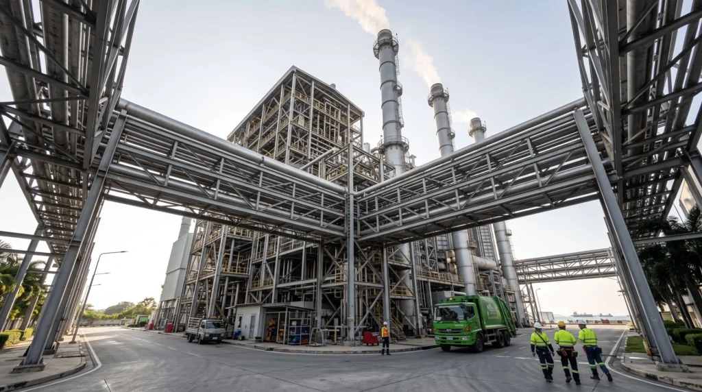 35MW Waste-to-Energy Plant in Thailand: Incinerator Towers and Leachate-Resistant Steel Framing