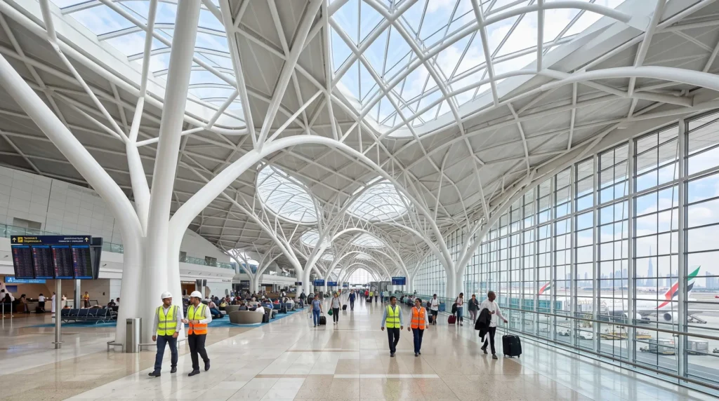 180,000 sqm Free-Form Double-Curved Roof Canopy: Engineering an Iconic Aviation Hub in the UAE