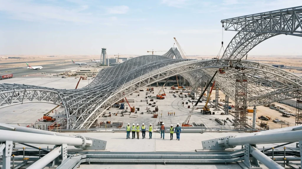 180,000 sqm Free-Form Double-Curved Roof Canopy: Engineering an Iconic Aviation Hub in the UAE