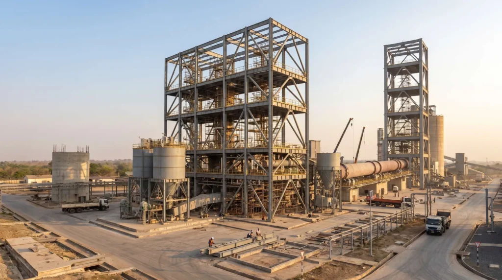 85-Meter Heavy Industrial Preheater Tower in Nigeria: High-Altitude Cyclone Seating, Vibration Damping, and Fast-Track Turnkey Erection